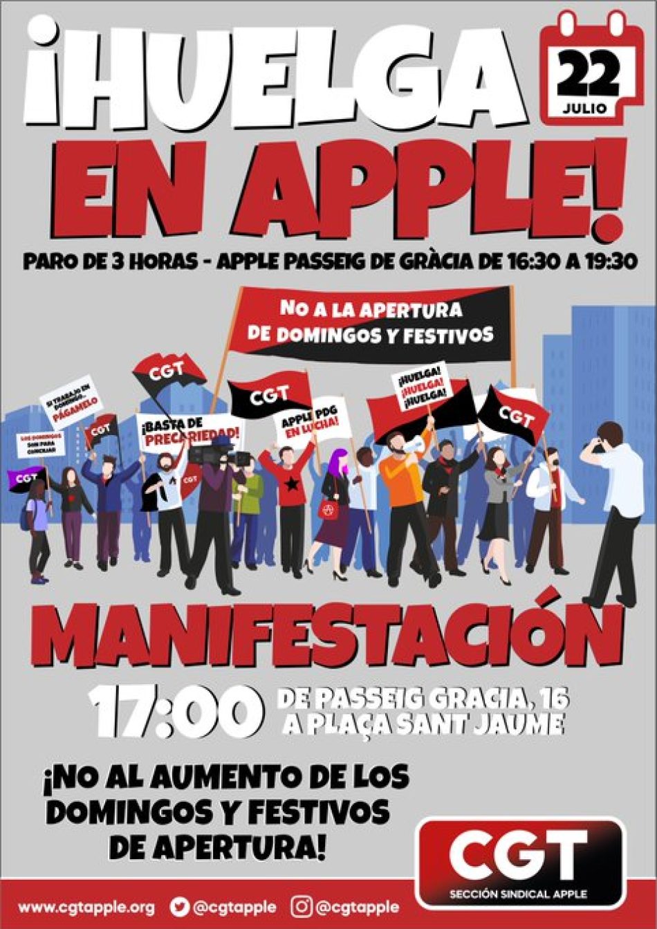 2ª huelga en Apple Paseo de Gracia: «No a la apertura comercial en domingos y festivos»