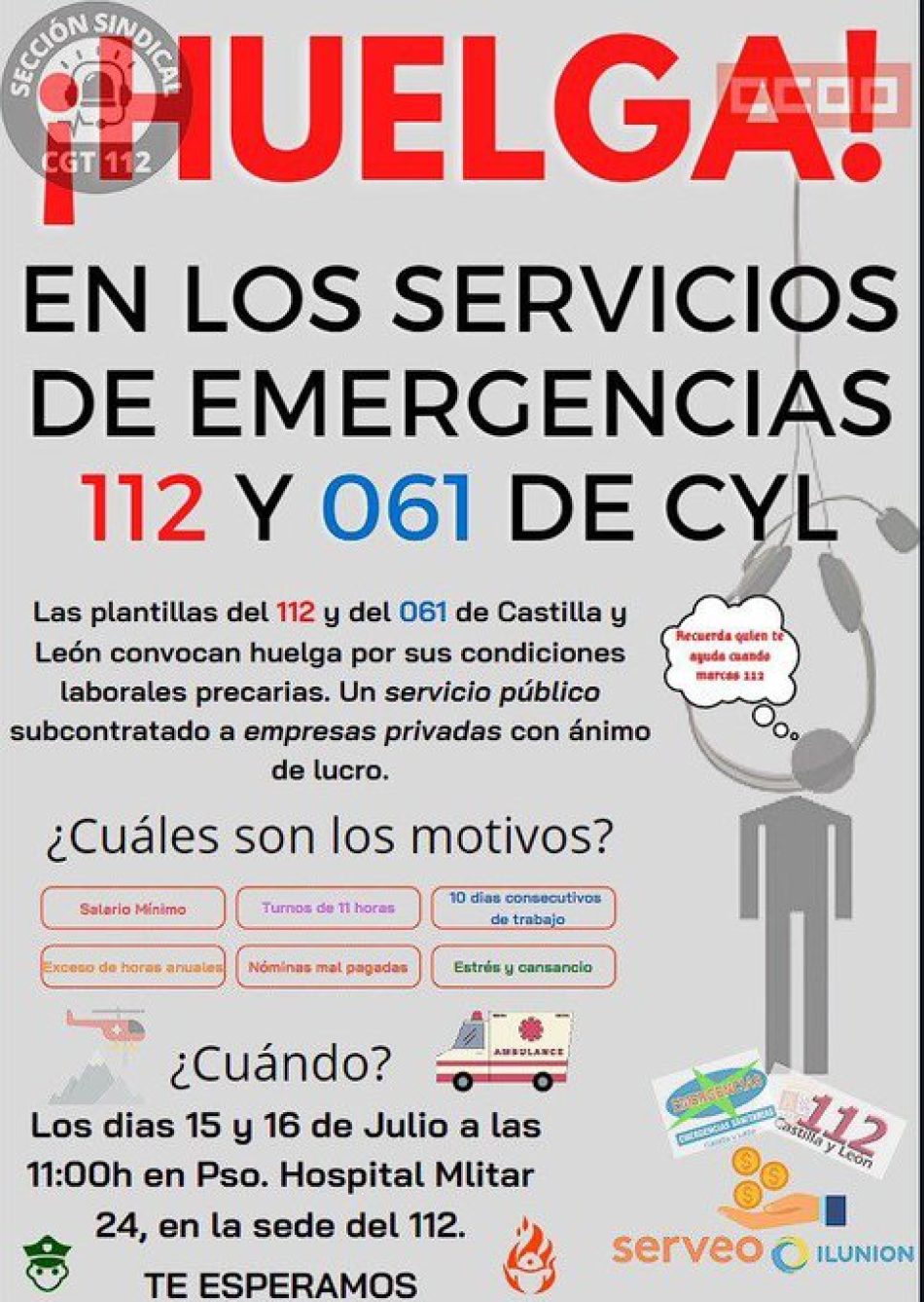 Izquierda Unida muestra su apoyo a la plantilla del 112 y del 061 y pide la desprivatización del servicio