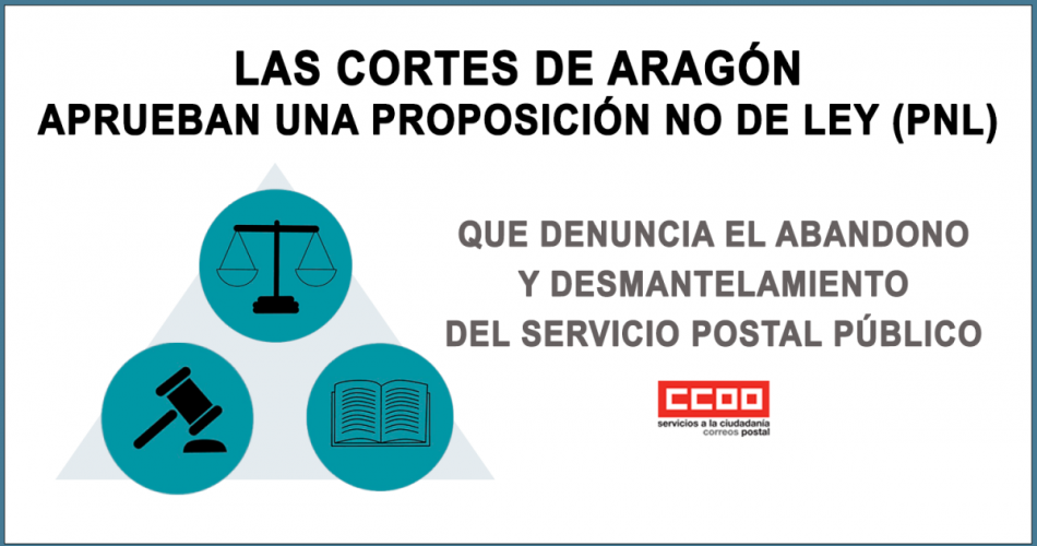 Las cortes de Aragón aprueban una Proposición No de Ley (PNL) que denuncia el abandono y desmantelamiento del servicio postal público