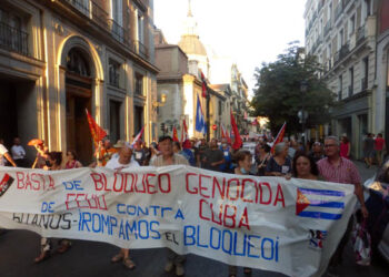 Manifestación en Madrid por el 26 de julio dijo «Basta de Bloqueo Genocida de EEUU contra Cuba»