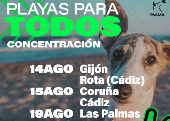 PACMA convoca concentraciones en seis ciudades españolas para pedir «playas para todos»