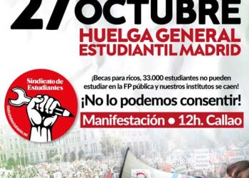 Convocan Huelga General Estudiantil en Madrid para el 27 de octubre