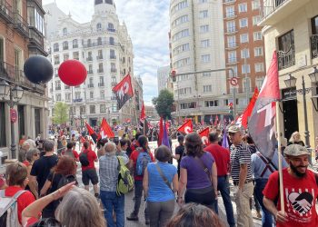 La CNT celebra una manifestación multitudinaria en Madrid en solidaridad con los sindicalistas condenados en Gijón