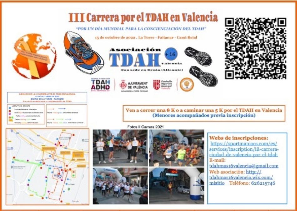 La Asociación TDAH más 16 Valencia visibiliza el TDAH con la celebración de una carrera solidaria