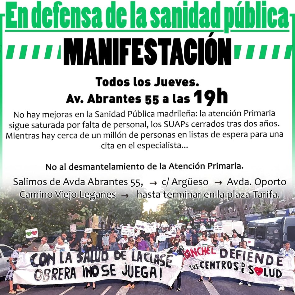 Protesta contra el cierre del centro de salud de Abrantes y en defensa de la Atención Primaria en Carabanchel