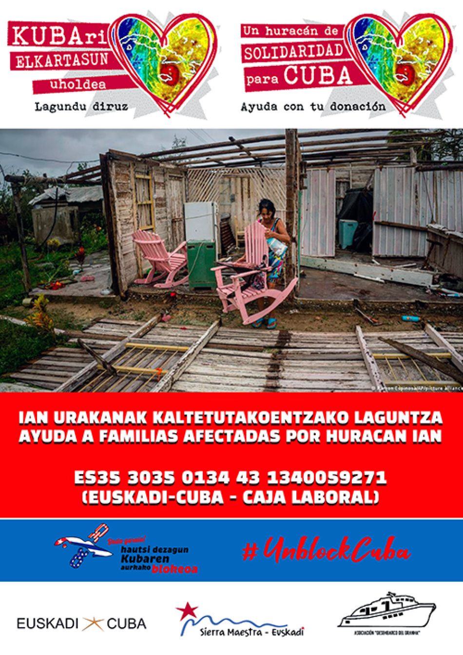 Se abre una cuenta de donaciones solidarias para Cuba tras el paso del devastador huracán Ian: Euskadi-Cuba