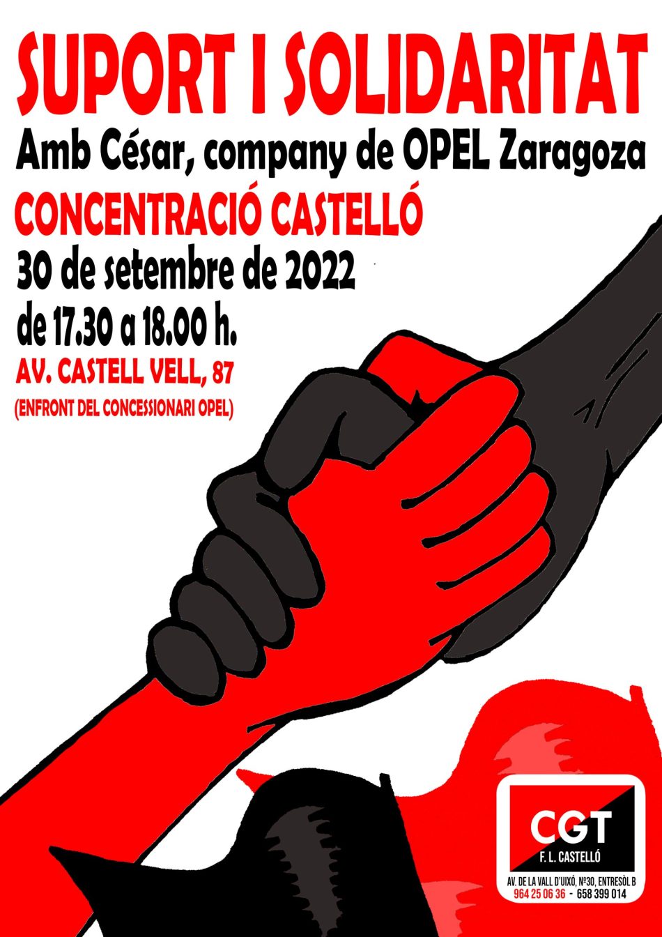 CGT se concentrará en Castelló contra la represión sindical