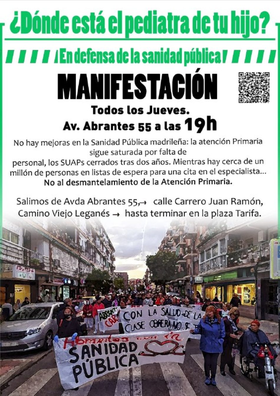 Doble movilización en Carabanchel en defensa de la Atención Primaria y contra el cierre de los SUAP