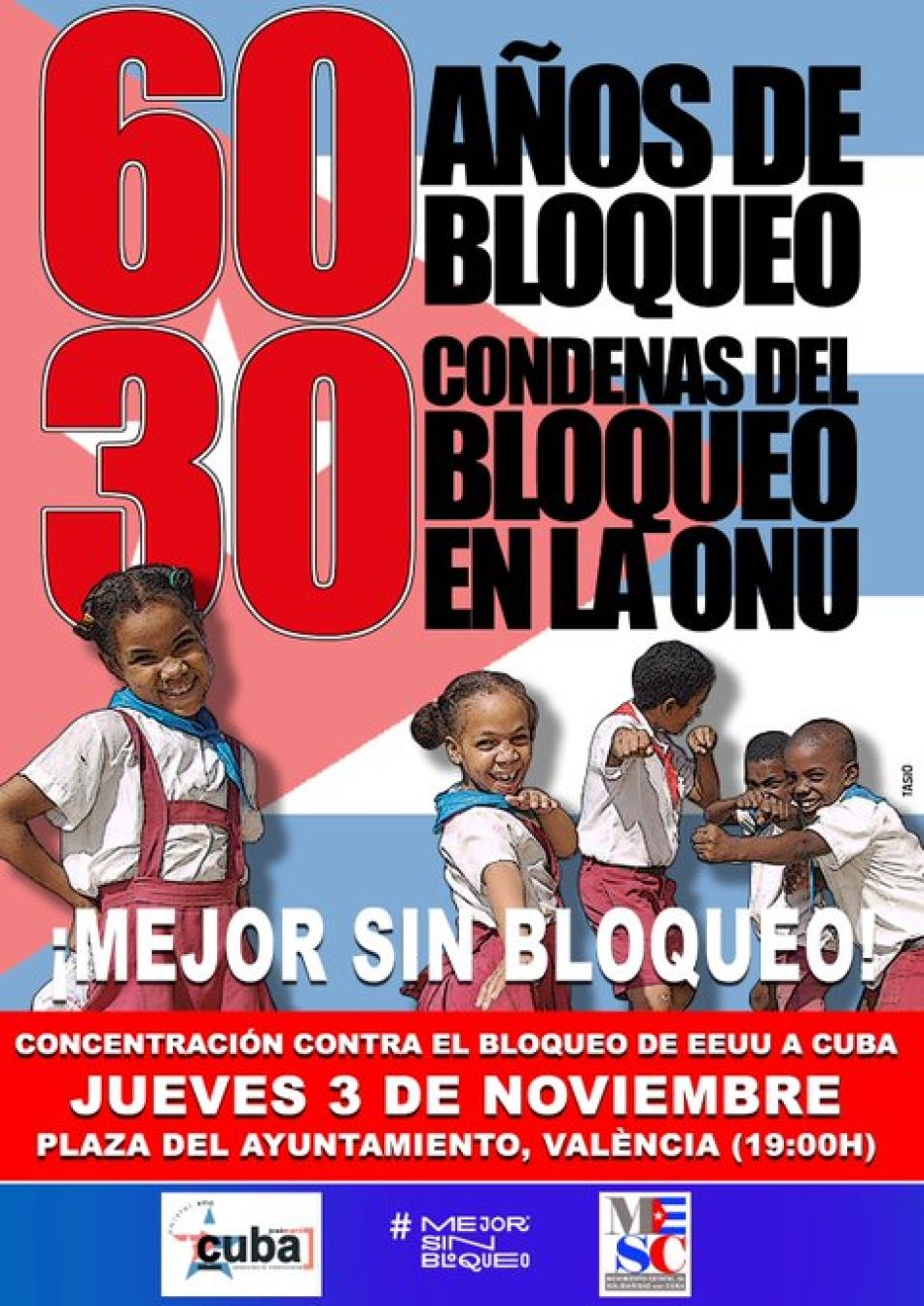 Barcelona, Madrid, Valencia, A Coruña, Alicante, Las Palmas y más ciudades: concentraciones en apoyo a la propuesta contra el bloqueo a Cuba en la ONU