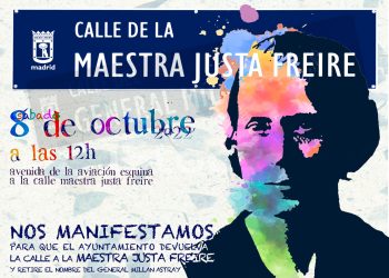 Manifestación por la recuperación del nombre de la calle Maestra Justa Freire en lugar del General Millán Astray