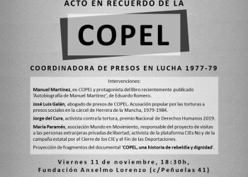 Acto en recuerdo de la Coordinadora de Presos en Lucha (COPEL) con motivo del 14 aniversario de la demolición de la cárcel de Carabanchel, el 11-N