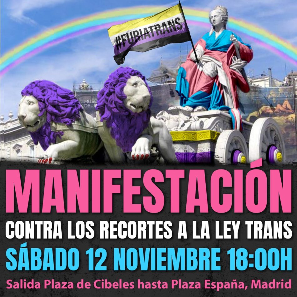 Plataforma Trans rechaza las enmiendas a la Ley Trans del PSOE y anuncia una manifestación en contra
