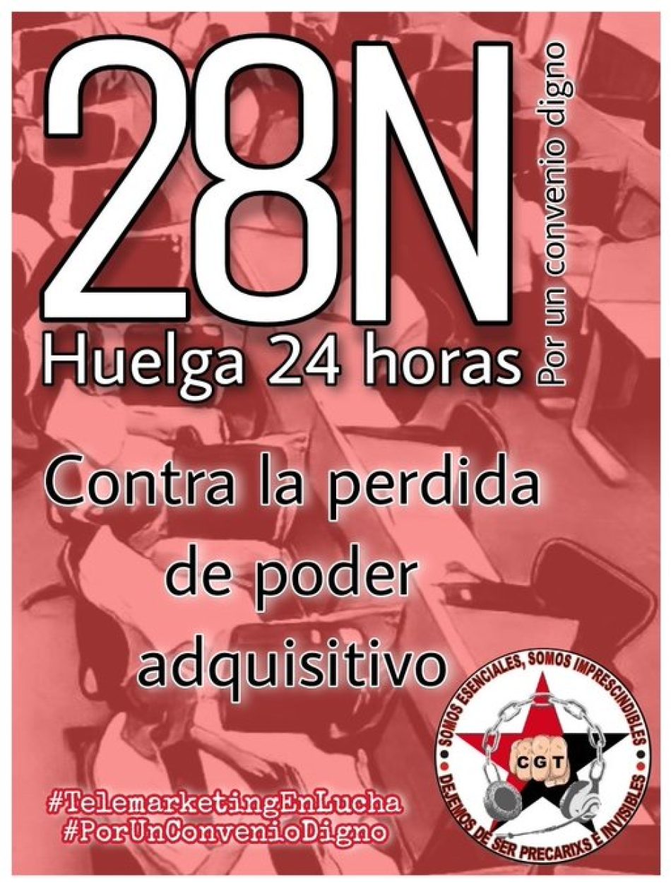 CGT convoca huelga de 14 horas en el sector de contact center el 28 de noviembre