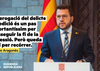 Aragonès: “La derogació del delicte de sedició és un pas importantíssim per aconseguir l’objectiu de posar fi a tota forma de repressió”