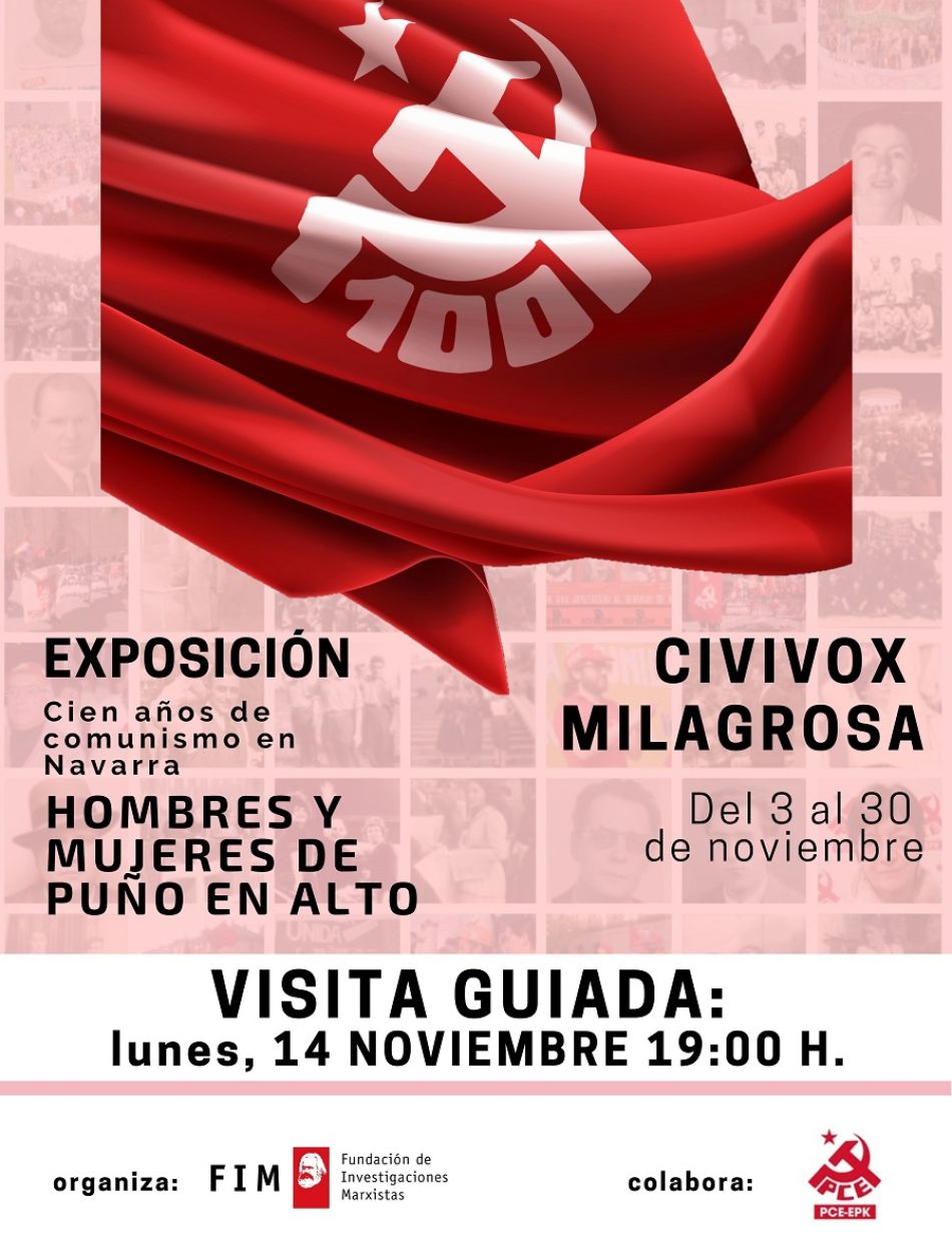 El PCE celebra el próximo lunes su fundación con una visita guiada a la muestra que acoge el civivox Milagrosa sobre el comunismo en Navarra