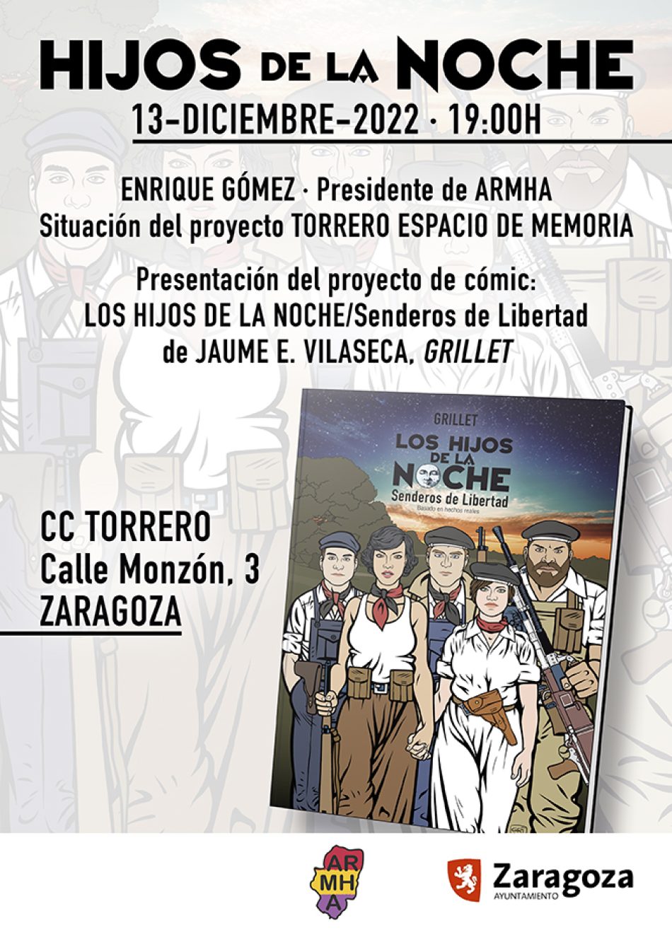 El Centro Cívico Torrero y la ARMHA presentan el cómic “Los hijos de la noche/Senderos de libertad”