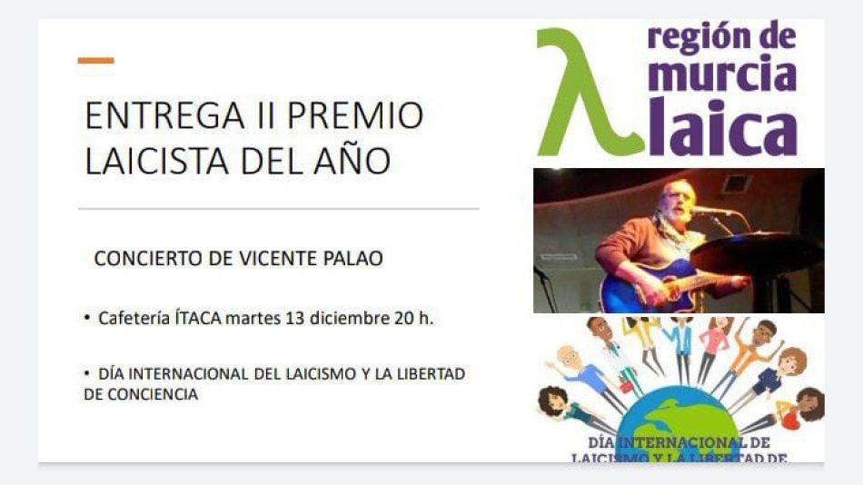 Europa Laica en la región de Murcia entregará II Premio Laicista del año el próximo 13 de diciembre