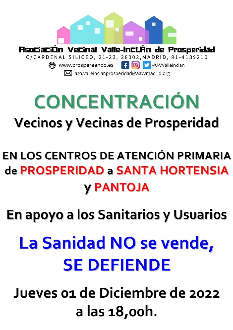 Manifestación en Prosperidad (Madrid) para pedir un autobús hasta el centro de salud que sustituye al clausurado por el derrumbe