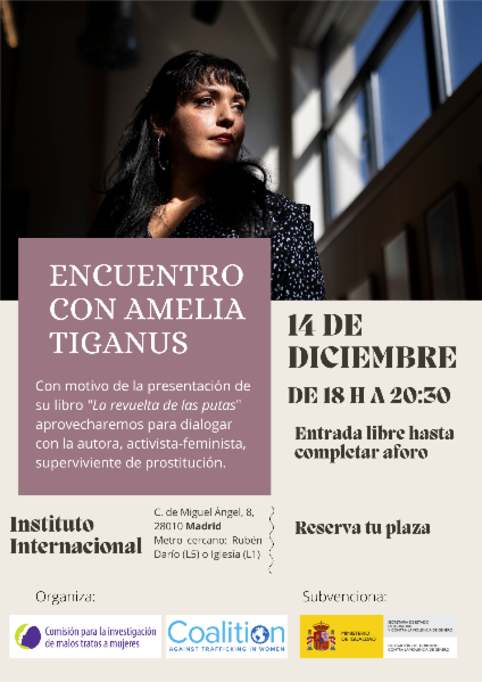 La CIMTM organiza un encuentro y diálogo abolicionista con Amelia Tiganus