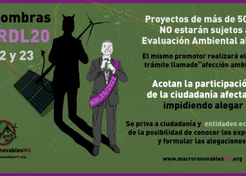 Entidades y plataformas ciudadanas se oponen a los art. 22 y 23 del RDL 20/2022 que eximen a los macro proyectos renovables de evaluaciones ambientales