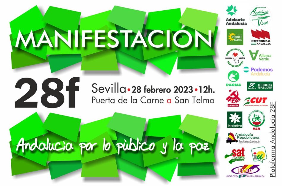 17 colectivos convocan una manifestación para defender los servicio públicos y la paz en el Día de Andalucía