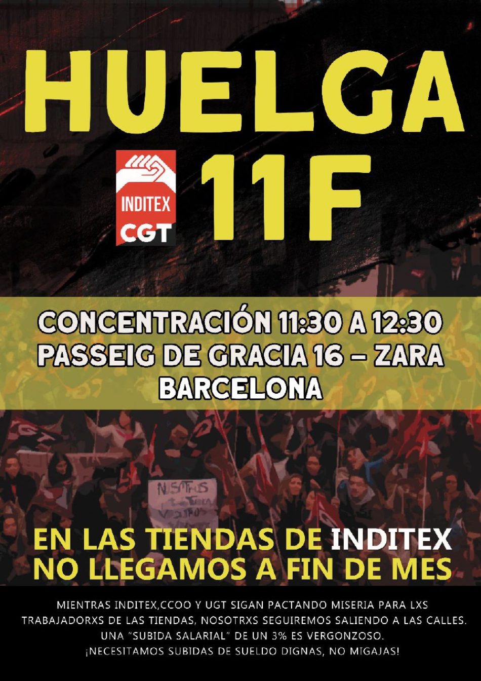 Huelga y concentración contra Inditex (Zara y Pull&Bear) en Barcelona el 11 marzo