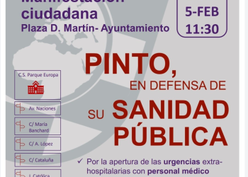 CCOO apoya la manifestación de Pinto en defensa de su Sanidad Pública
