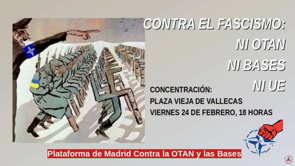La «Plataforma de Madrid Contra la OTAN y las bases» convoca una concentración en la Plaza Vieja de Vallecas el 24 de febrero