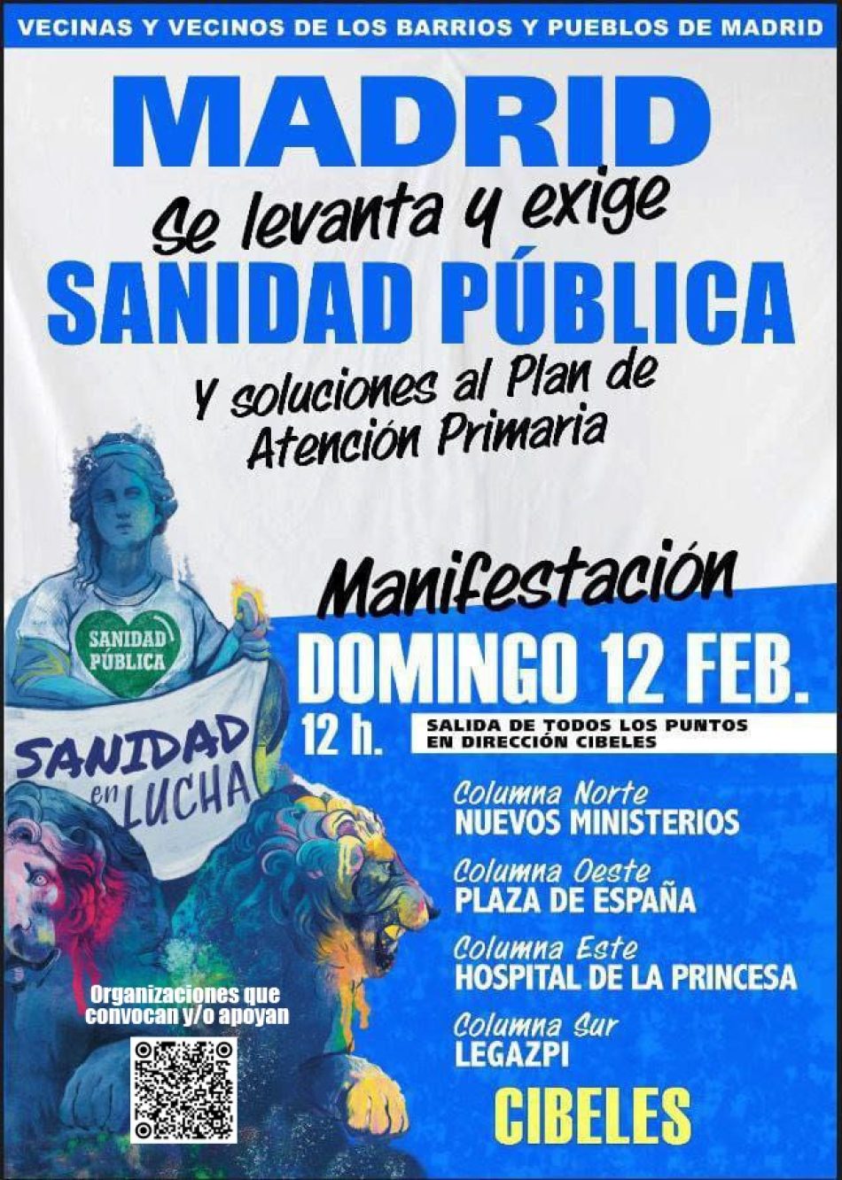 La FRAVM llama a desbordar el centro de Madrid este domingo en defensa de la sanidad pública