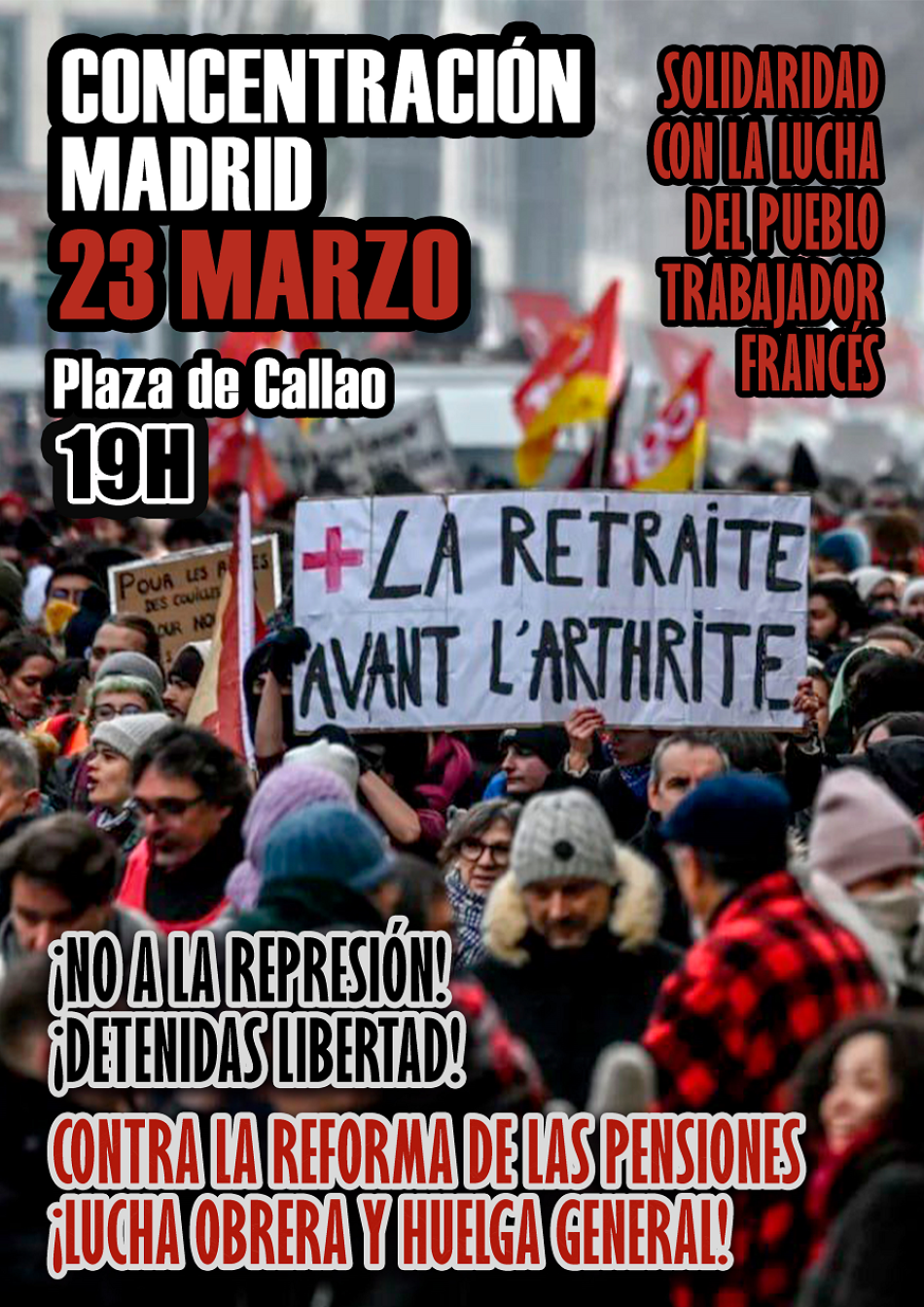 Concentración en Solidaridad con la lucha del pueblo trabajador francés: 23 de marzo