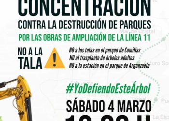La ciudadanía madrileña vuelve a movilizarse contra las talas de la Línea 11 de Metro