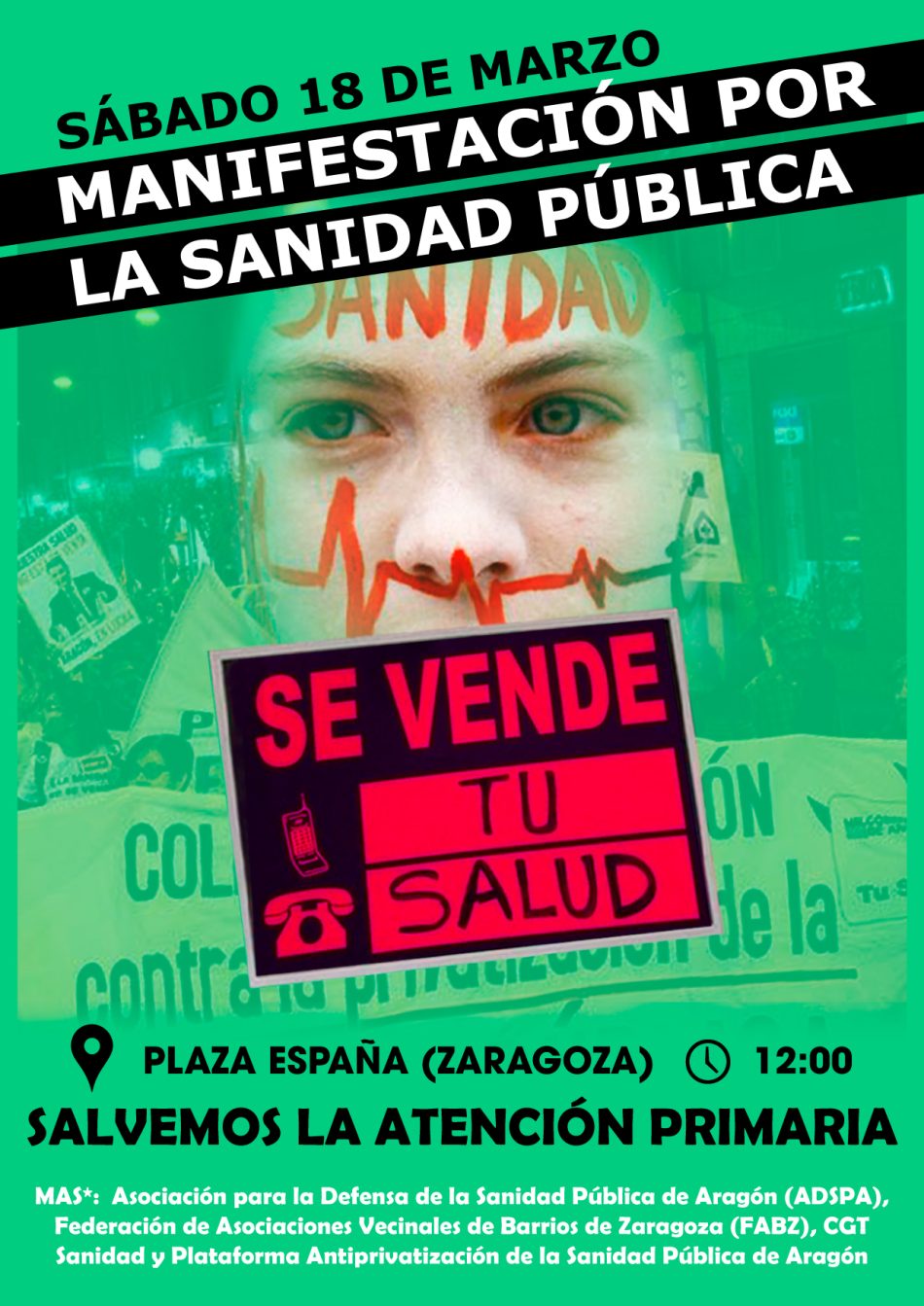 En apoyo a la manifestación en defensa de la sanidad pública