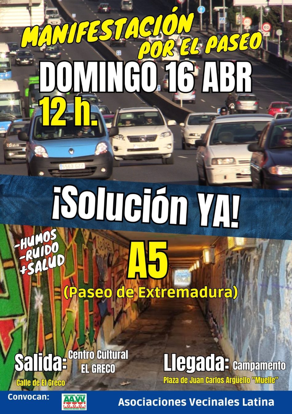 La vecindad cortará de nuevo la A-5/ Paseo de Extremadura de Madrid para exigir soluciones a los problemas que genera la autovía