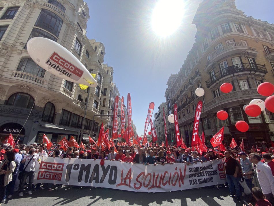 Manifiesto de Izquierda Unida ante el 1º de Mayo: ‘En lucha por el mantenimiento del poder de compra, por el medioambiente, por el fin de las guerras’