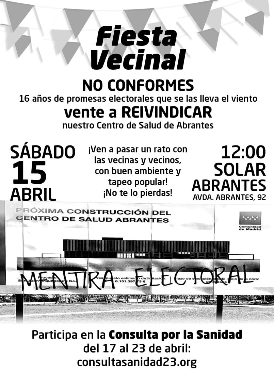 Dos protestas esta semana en Carabanchel en defensa de la Sanidad Pública: manifestación y tapeo popular