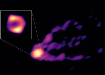 Primera imagen de un agujero negro lanzando un chorro de materia