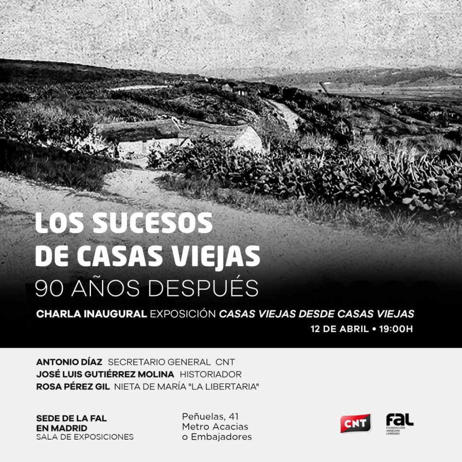 Charla y exposición con motivo del 90 aniversario de los Sucesos de Casas Viejas: 12 de abril