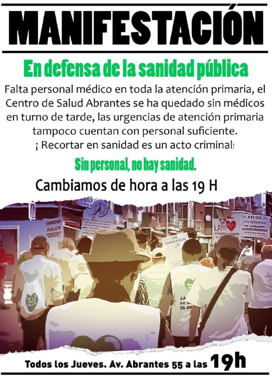 Nueva manifestación en Carabanchel en defensa de la Sanidad Pública