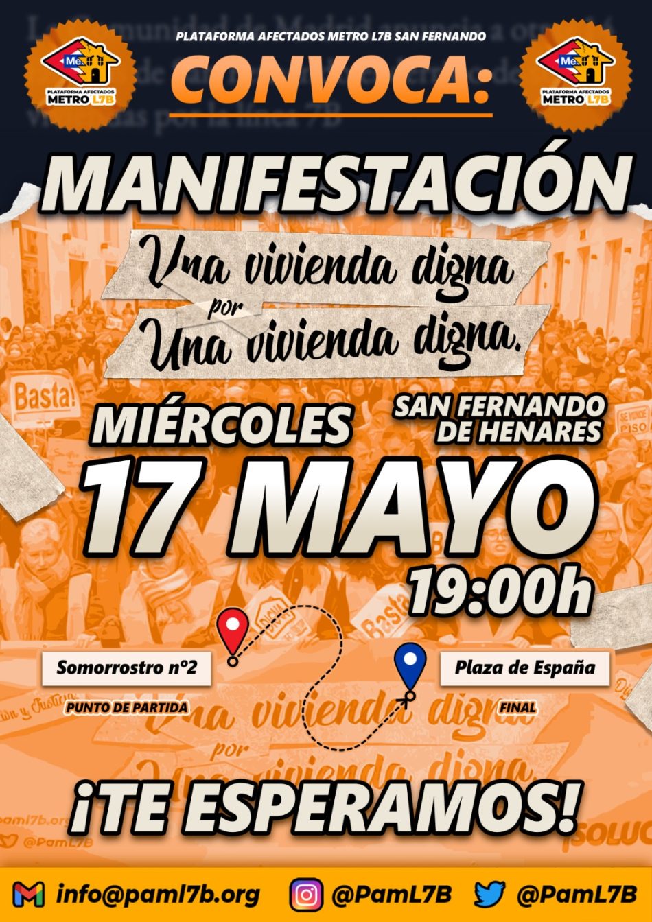 Gran manifestación en San Fernando de Henares en el aniversario del derribo de las primeras viviendas afectadas por el Metro