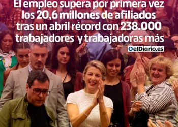 IU valora que el importante descenso del paro en abril “demuestra un escenario sólido para el empleo anclado en la estabilidad que trajo la reforma laboral del Gobierno de coalición”