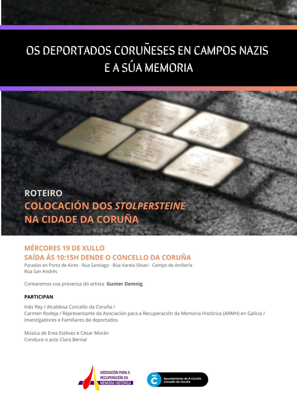 Colocan los seis primeros «Stolpersteine» en la ciudad de A Coruña