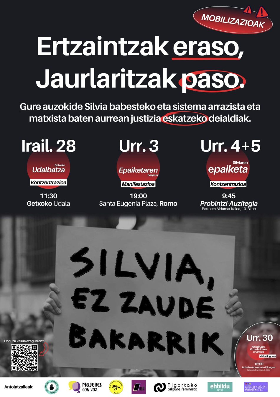 Getxoko hainbat eragilek eta Bizkaiko SOS Arrazakeriak Ertzaintzaren komisaldegian auzokide bati egindako erasoa salatu dute