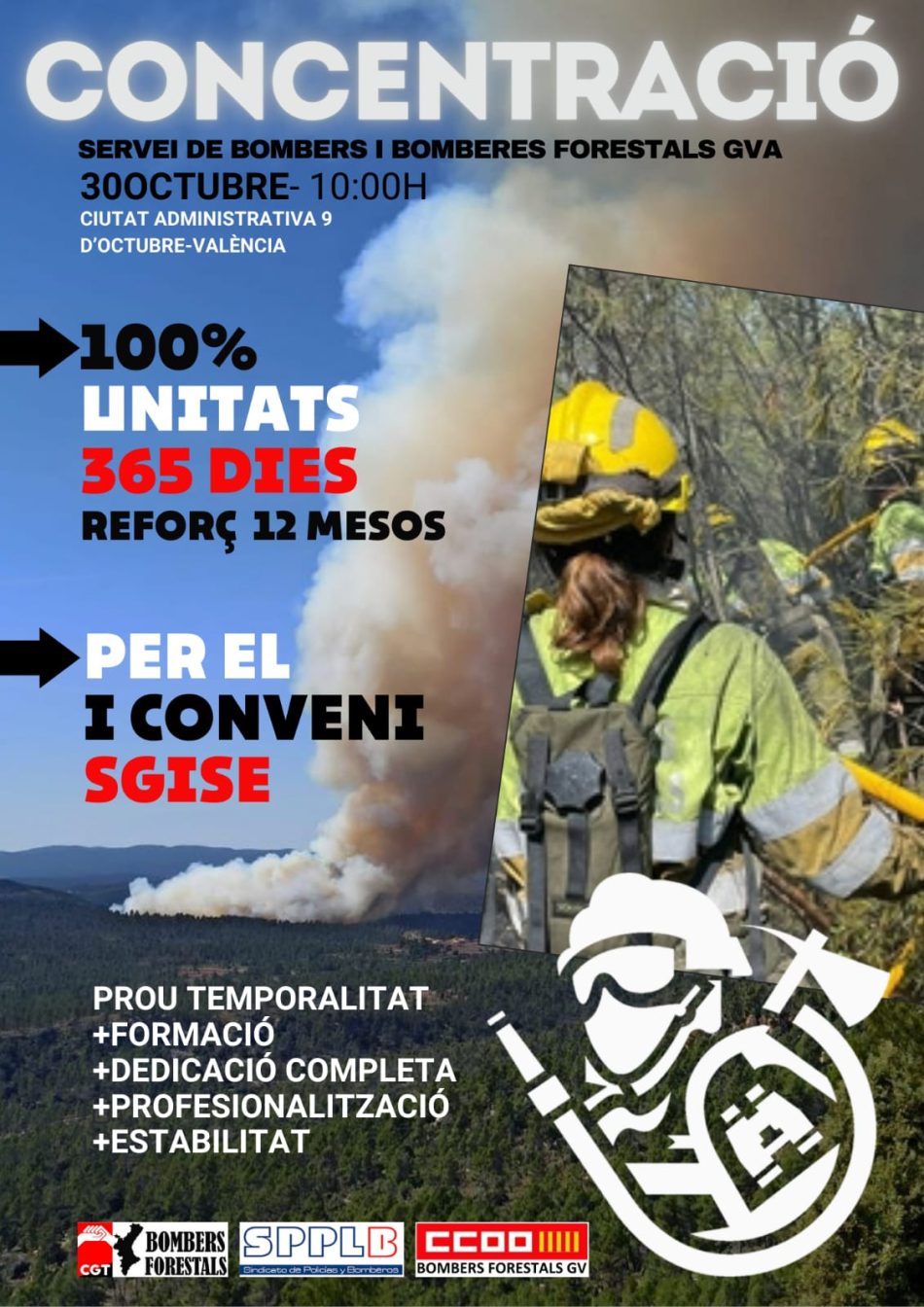 Per l’estabilitat laboral, personal de reforç 365 dies a l’any. Pel 1er conveni col·lectiu dels Bombers i Bomberes Forestals