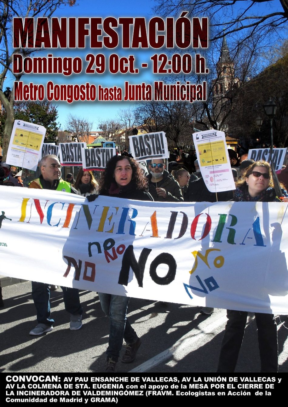 Las asociaciones vecinales de Villa de Vallecas vuelven a salir a la calle para exigir el cierre de la incineradora de Valdemingómez