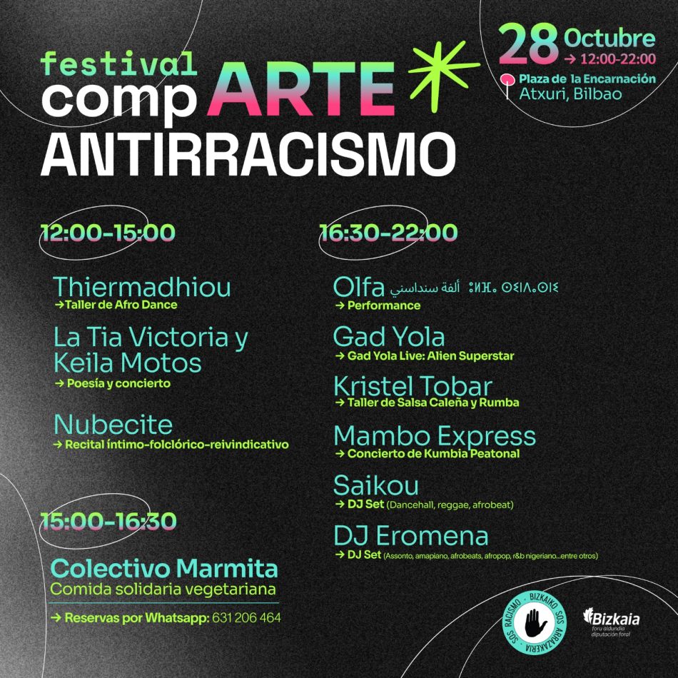 SOS Racismo Bizkaia anuncia una nueva edición del festival «Comparte Antirracismo»