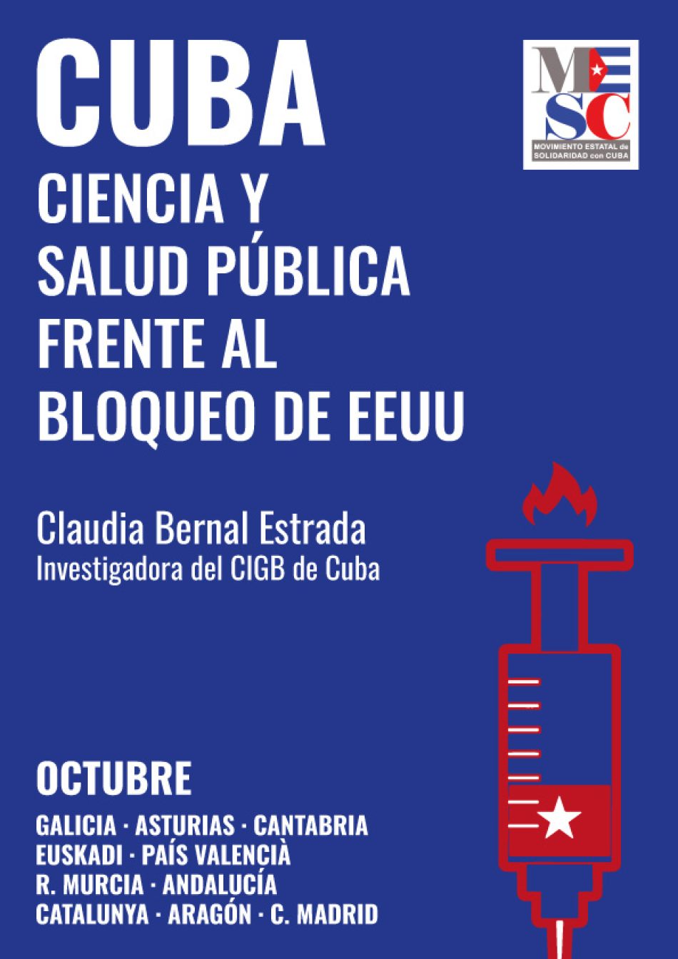 Comienza en Galicia este viernes gira de Claudia Bernal, joven investigadora cubana del centro que creó la vacuna Abdala, bajo el lema «Cuba, ciencia y salud pública frente al bloqueo de EEUU»