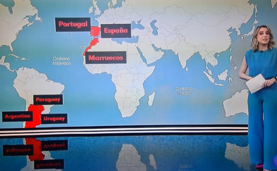 IU pide en el Congreso al Gobierno que aclare si intervino para que TVE utilizara un mapa ilegal de Marruecos con el Sáhara Occidental anexionado para ilustrar la noticia del Mundial 2030