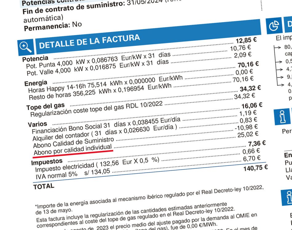 FACUA alerta de cargos irregulares en facturas de Endesa con el concepto «abono por calidad individual»