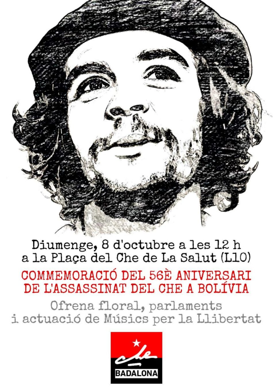 Diumenge 8 d’octubre es realitzarà l’homenatge a Ernesto Che Guevara a Badalona