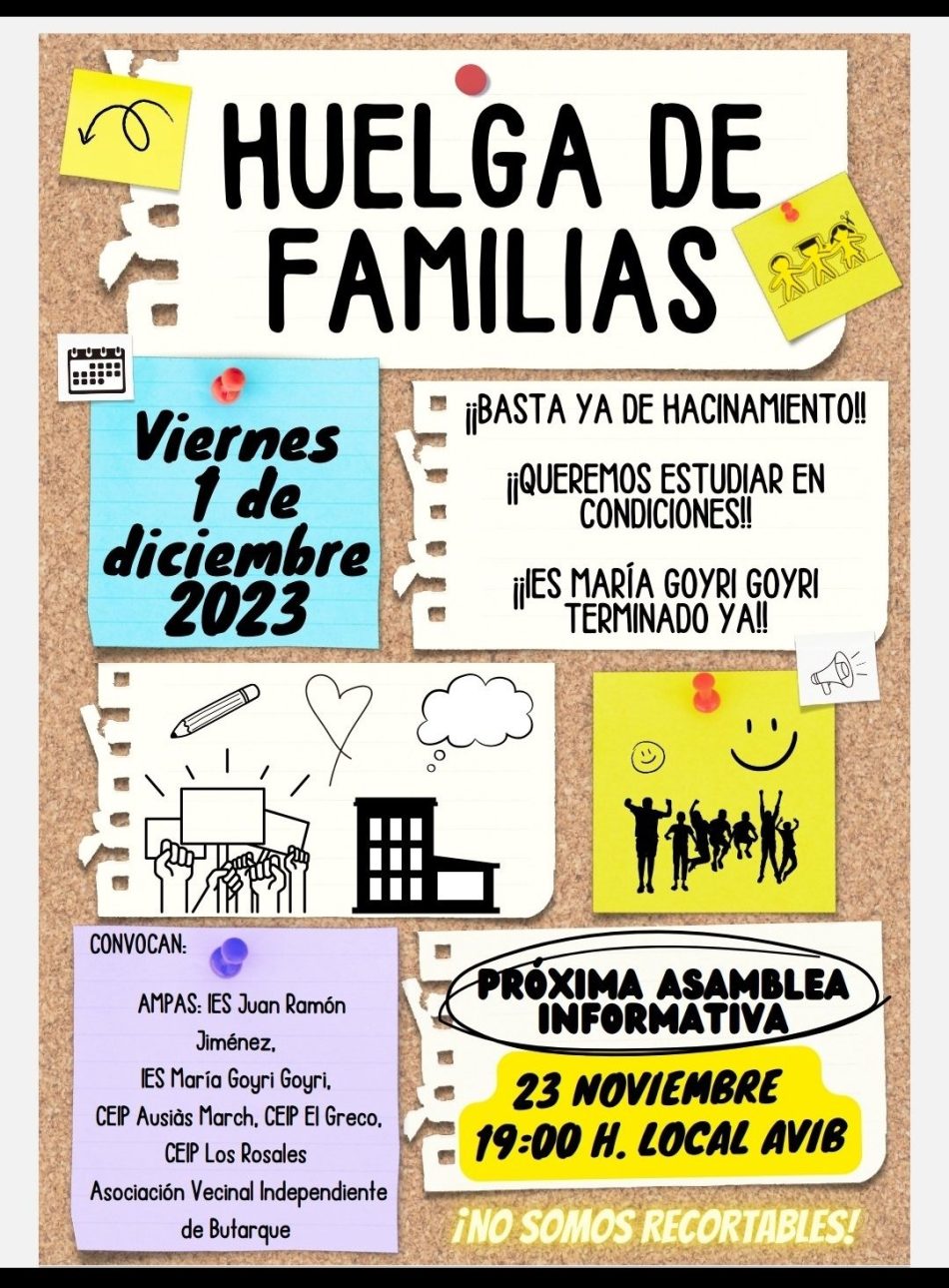 El barrio madrileño de Butarque llevará a cabo la primera huelga educativa de enseñanza secundaria convocada por familias